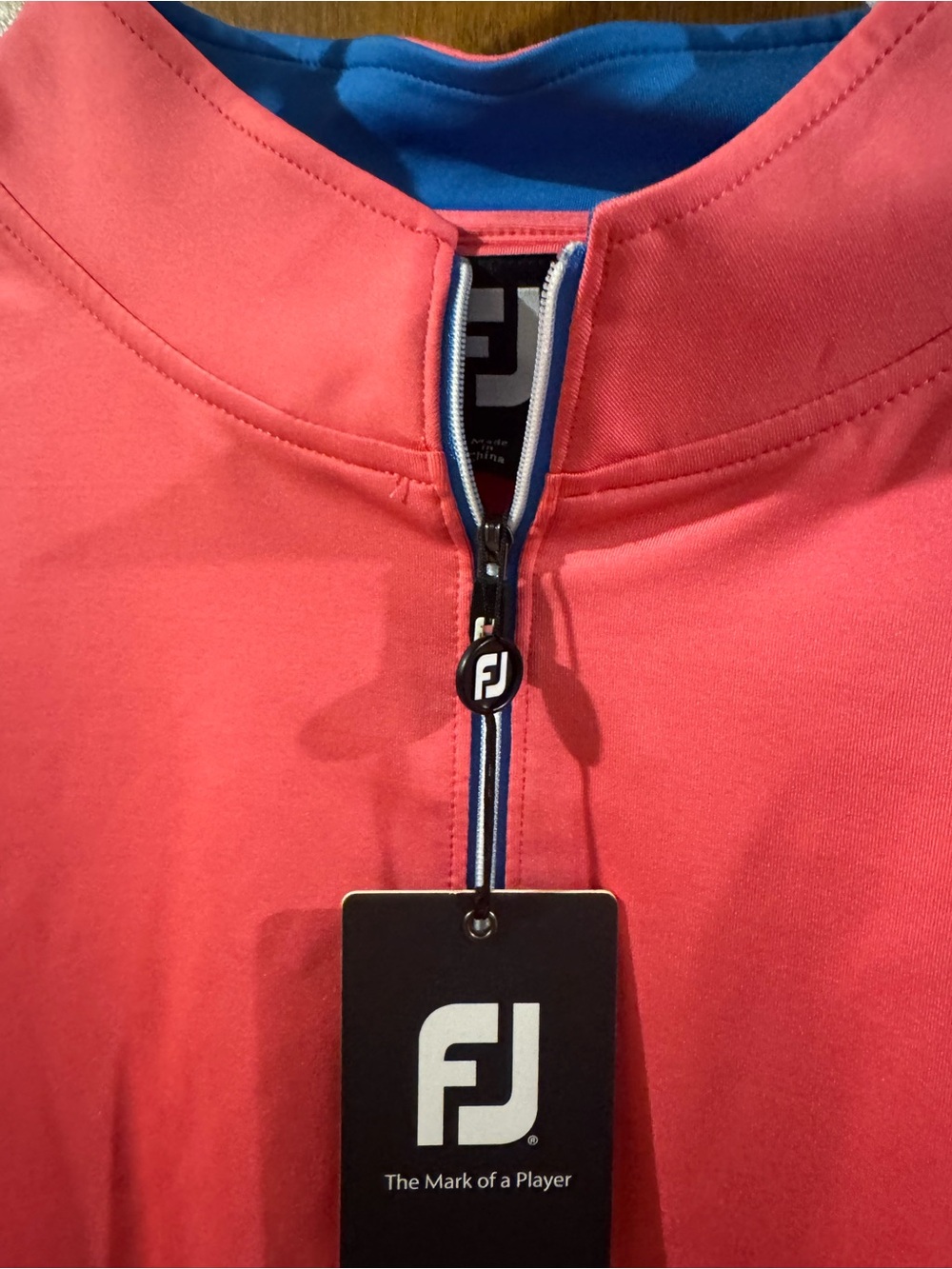 FootJoy Mens Coral Pink Quarter-Zip Performance Fold Pullover, 2XL